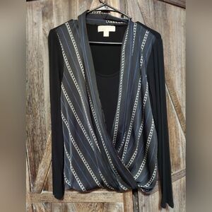 Michael Kors Satin & Chiffon Blouse Size S